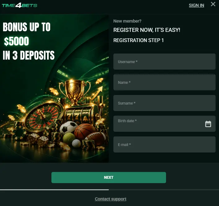 Time4Bets Sign Up in the UAE